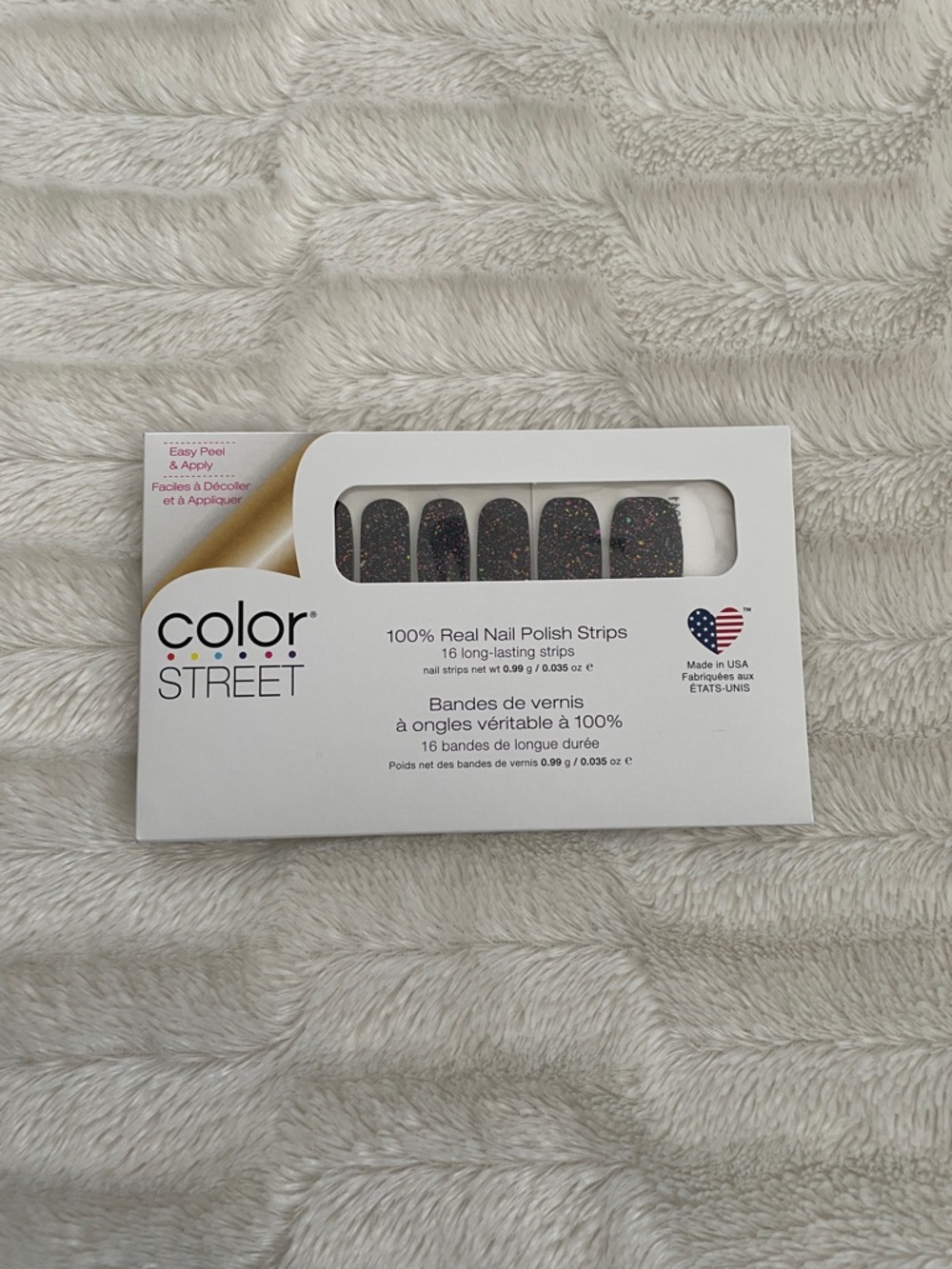 Color Street Black Glitter Nail Strips with Multicolor Sparkle